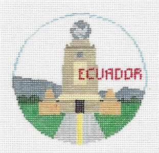 Travel Round ~ Country of ECUADOR handpainted Needlepoint Canvas by Kathy Schenkel