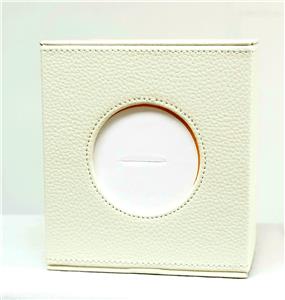 Accessories ~ Square Tissue Box in Cream Premium Leather for a Needlepoint Canvas by LEE