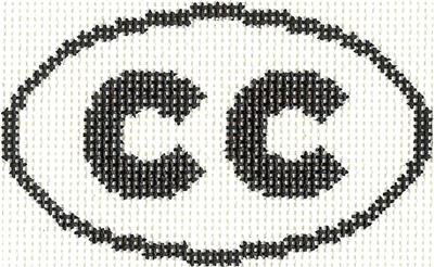 Sign Oval ~ "CC" CAPE COD, MASSACHUSETTS Sign handpainted Needlepoint Canvas Silver Needle