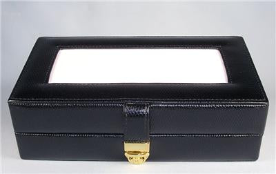 Leather Jewelry Box ~ Black Leather Jewelry Box with Interior Compartments for Needlepoint Canvas by LEE