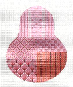 Kelly Clark Pear ~ Pink Sampler Pear & STITCH GUIDE handpainted Needlepoint Ornament