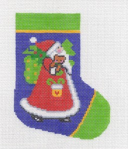 Mini Stocking ~ Elegant Santa with Goodies Mini Stocking handpainted Needlepoint Canvas *RETIRED* by LEE
