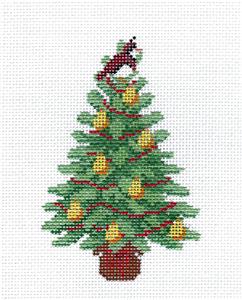 Christmas ~ Christmas Tree PARTRIDGE IN A PEAR TREE Ornament handpainted Needlepoint Canvas Susan Roberts