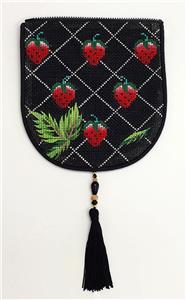 Bag Flap ~ *FLAP ONLY* "Strawberry Garden Evening Bag "Style A" handpainted Needlepoint Canvas