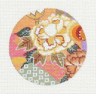 Round ~ Oriental Floral Group 3" Rd. handpainted Needlepoint Canvas By Lani