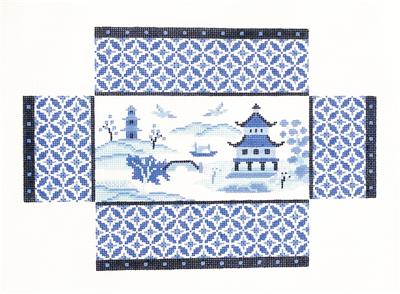 Brick Cover ~ Oriental Scene Brick Cover Door Stop handpaintd Needlepoint Canvas Susan Roberts