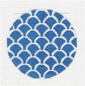 Round ~ Medium Blue Scales Design Rd. handpainted Needlepoint Canvas by SOS from LEE
