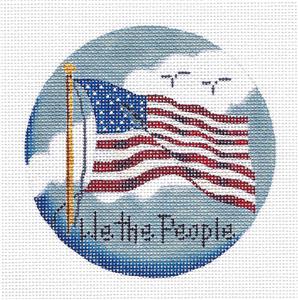 Patriotic ~ Patriotic FLAG "WE THE PEOPLE" handpainted Needlepoint Canvas by Rebecca Wood