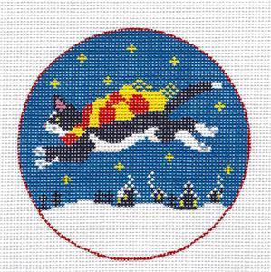 Cat Canvas ~ Super Kitty Cat 4" Ornament handpainted Needlepoint Canvas by Cecilia from CBK