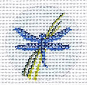 Round ~ Dragonfly 3" Rd. Ornament handpainted Needlepoint Canvas by Needle Crossings