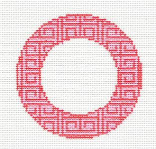 3" Round ~ Pink Corinthian 3" Rd. Insert handpainted Needlepoint Canvas LN Designs -Danji