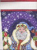 Stocking~ Full Size LEE Elegant Starlight Blue Santa Stocking handpainted Needlepoint Canvas 13m