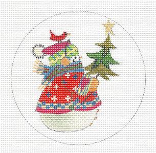 Christmas ~ Snowman in Plaids handpainted Needlepoint Ornament by J. Stever from Juliemar