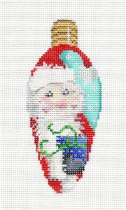 Christmas- Santa with Gift Lightbulb handpainted Needlepoint Canvas by Assoc.Talents