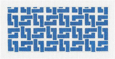 Canvas Insert~Blue Sq. Chain Design handpainted "BB" Needlepoint Canvas by SOS from LEE