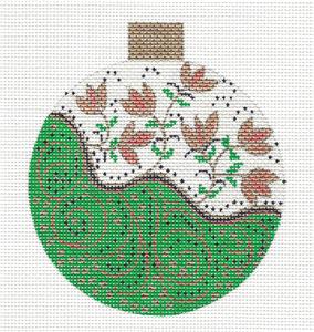 Green & Gold Tendrils & Florals handpainted Needlepoint Canva ~ Sharon G