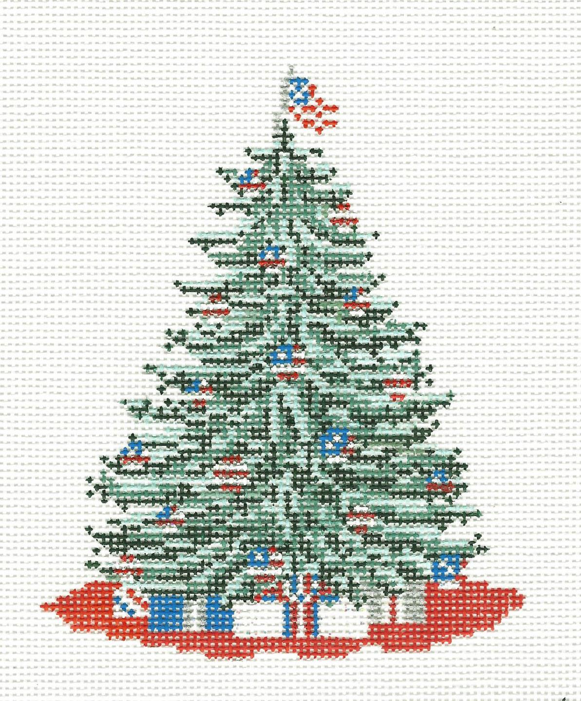 Tree Canvas ~ Patriotic Christmas Tree handpainted Needlepoint Canvas by Needle Crossings