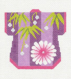 Kimono ~ Petite LEE Kimono Bamboo Stripe handpainted Needlepoint Canvas Ornament