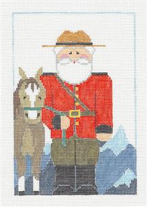 Canvas ~ CANADIAN MOUNTIE SANTA Needlepoint Canvas & Stitch Guide by Kathy Schenkel
