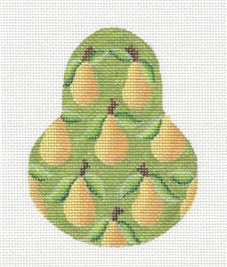 Kelly Clark Pear ~ Yellow Bartlett Pear & STITCH GUIDE  HP Needlepoint Ornament by Kelly Clark