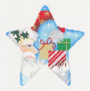 Christmas ~ Elegant Santa with Gifts Christmas Star handpainted Needlepoint Canvas Associated Talents