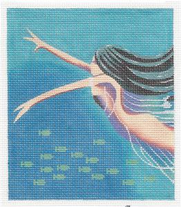 Insert Canvas ~ MERMAID Deep Blue by Leigh ~ BG Insert ~ handpainted Needlepoint Canvas from LEE