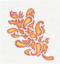 Flame Paisley Oak Leaf Ornament handpainted Needlepoint Canvas by Lola's Studio