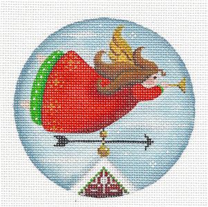 Round ~ Angel Weather Vane Ornament handpainted Needlepoint Canvas by Rebecca Wood