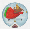 Round ~ Angel Weather Vane Ornament handpainted Needlepoint Canvas by Rebecca Wood