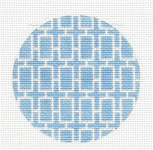 Round~Light Blue Rect. Design Rd. handpainted Needlepoint Canvas by SOS from LEE