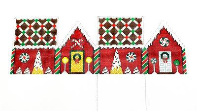 3-D Ornament ~ CHOCOLATE TRELLIS RED VELVET House Needlepoint Ornament by Susan Roberts