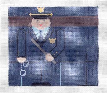 Roll Up ~ Police Officer 3-D Needlepoint Canvas Roll-Up handpainted 18 Mesh Ornament by Kathy Schenkel