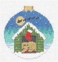 Christmas ~ Puppy Dog Waiting for Santa handpainted Needlepoint Ornament by Susan Roberts