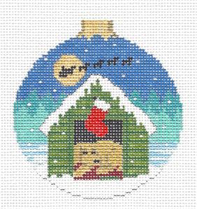 Christmas ~ Puppy Dog Waiting for Santa handpainted Needlepoint Ornament by Susan Roberts