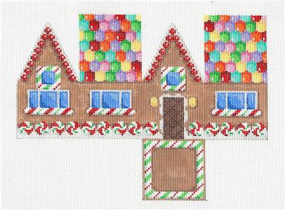 3-D Christmas ~ Gum Drop Roof Gingerbread 3-D Cottage HP Needlepoint Canvas Assoc.Talents