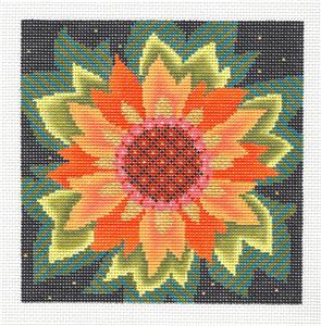 Canvas ~ Jacobean Sunflower handpainted Needlepoint Canvas by Abigail Cecile