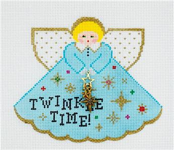 Angel ~ Twinkle Time Angel & Charm handpainted Needlepoint Canvas by Painted Pony