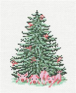 Tree Canvas ~ Pink Piggies Pig Christmas Tree 18 Mesh handpainted Needlepoint Canvas Needle Crossings