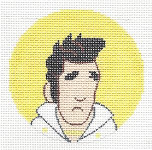 Round~Stylized "ELVIS" 3" Rd. handpainted Needlepoint Canvas by LEE Needle Art