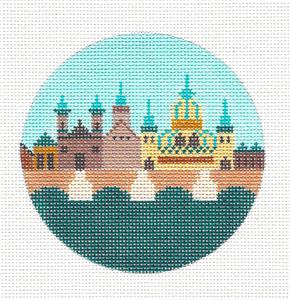 Travel Round ~ Budapest, HUNGARY handpainted 4" Needlepoint Ornament by Painted Pony