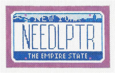 Canvas ~ Stitchers NEW YORK STATE License Plate handpainted Needlepoint Canvas Ornament