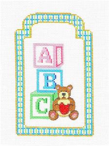 Baby Gift Tag ~ BABY  A,B,C  GIFT TAG handpainted Needlepoint Canvas by Strictly Christmas