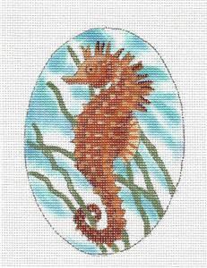 Canvas ~ SEAHORSE Oval handpainted Needlepoint Ornament Canvas by LIZ from Susan Roberts
