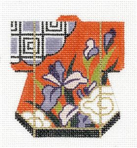 Kimono ~ Purple Iris Blossoms Oriental Petite Kimono handpainted Needlepoint Canvas LEE