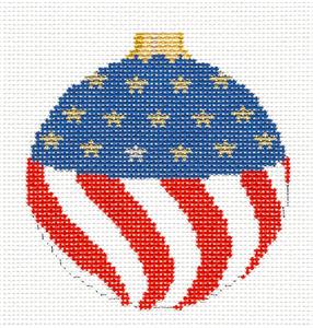 Christmas ~ Patriotic Flag & Stars Ornament handpainted Needlepoint Canvas by Susan Roberts