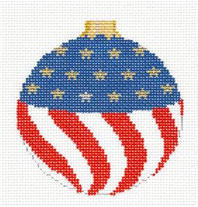 Christmas ~ Patriotic Flag & Stars Ornament handpainted 18 mesh Needlepoint Canvas by Susan Roberts