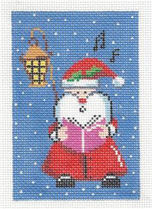 Christmas ~ Santa Christmas Caroling handpainted Needlepoint Ornament Canvas by LEE