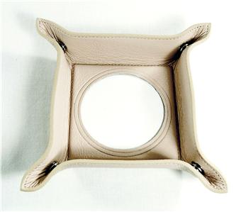 Accessory ~ Square Lite Tan Leather Snap Tray for a 3" Round Needlepoint Canvas by LEE