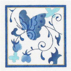 Canvas ~ Butterfly Blue #1 handpainted Needlepoint Canvas by Raymond Crawford