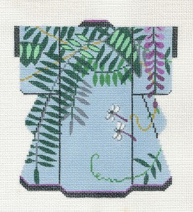 Kimono ~ Medium Kimono Wisteria Garden handpainted Needlepoint Canvas Ornament by LEE